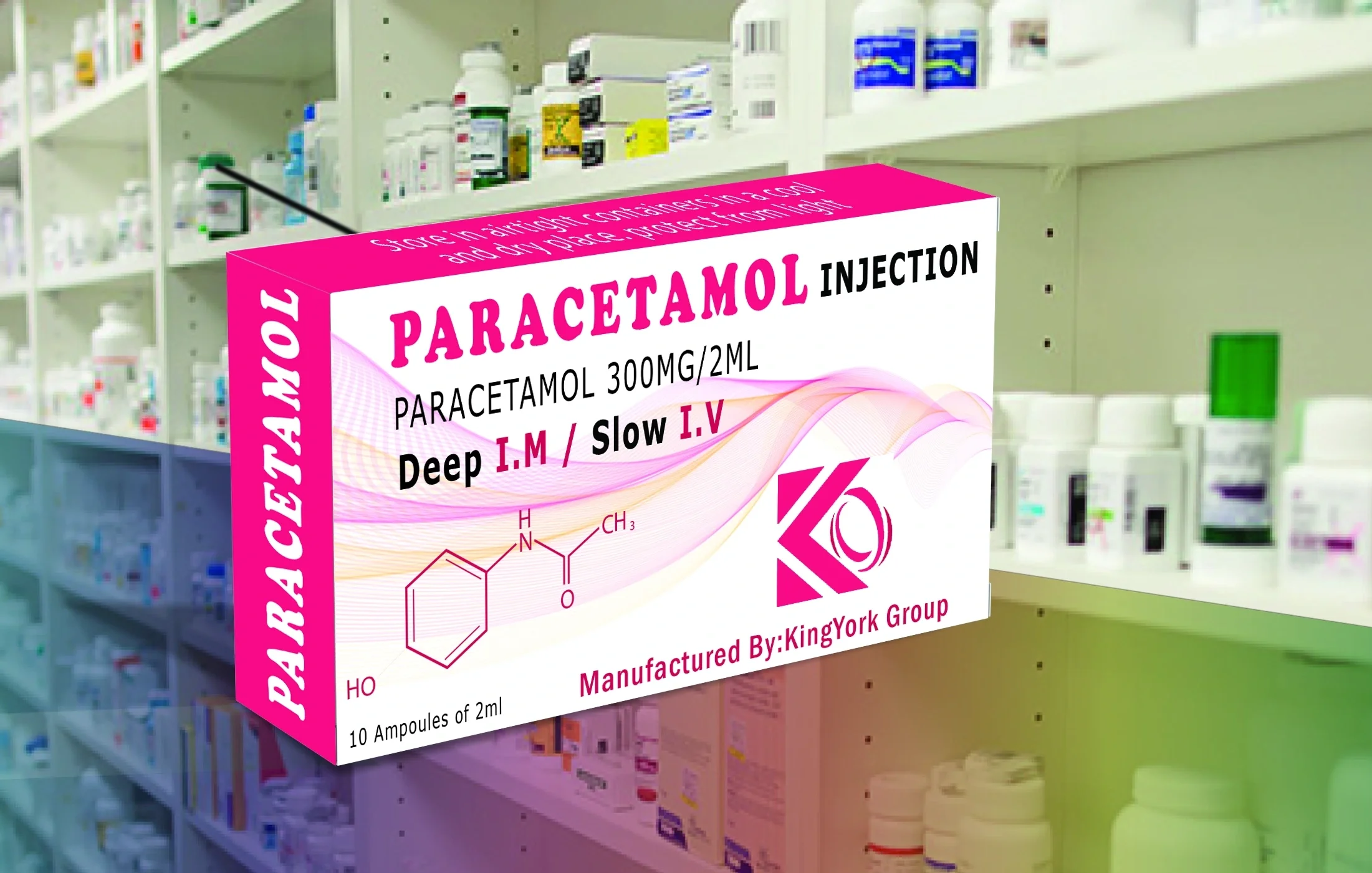 Paracetamol injection 300 offered for sale in Libya, with a focus on the packaging and dosage details for consumers.