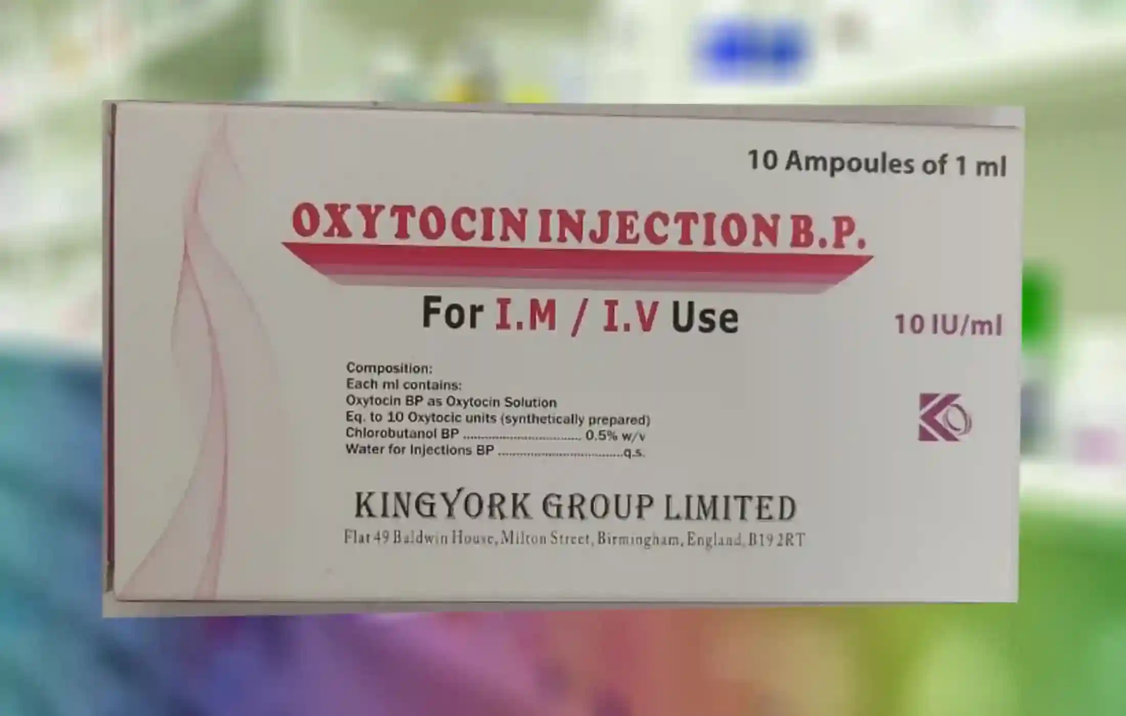 oxytocin injection 10iu offered for sale in Libya, with a focus on the packaging and dosage details for consumers.